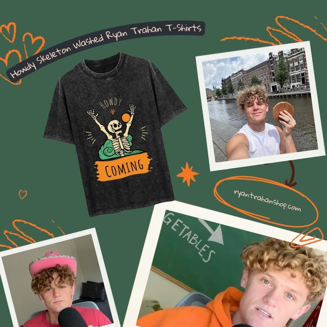 Howdy Skeleton PTTT2906 Washed  Ryan Trahan T-Shirts